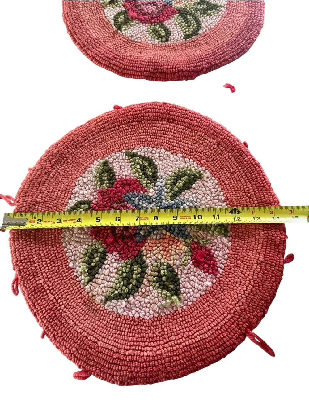 Vintage Floral Hooked Chair Pads Set of 5